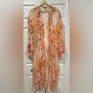 Stunning Victoria’s Secret Floral Ruffle Robe Women’s Size XS/S